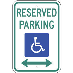 Reserved Parking, with Handicap Symbol & Double Arrow Sign