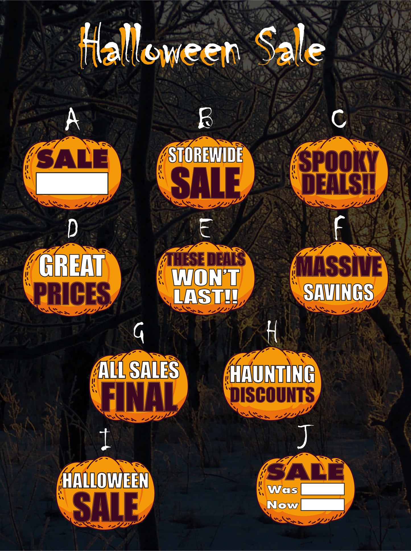 Halloween Sale Signs Package
