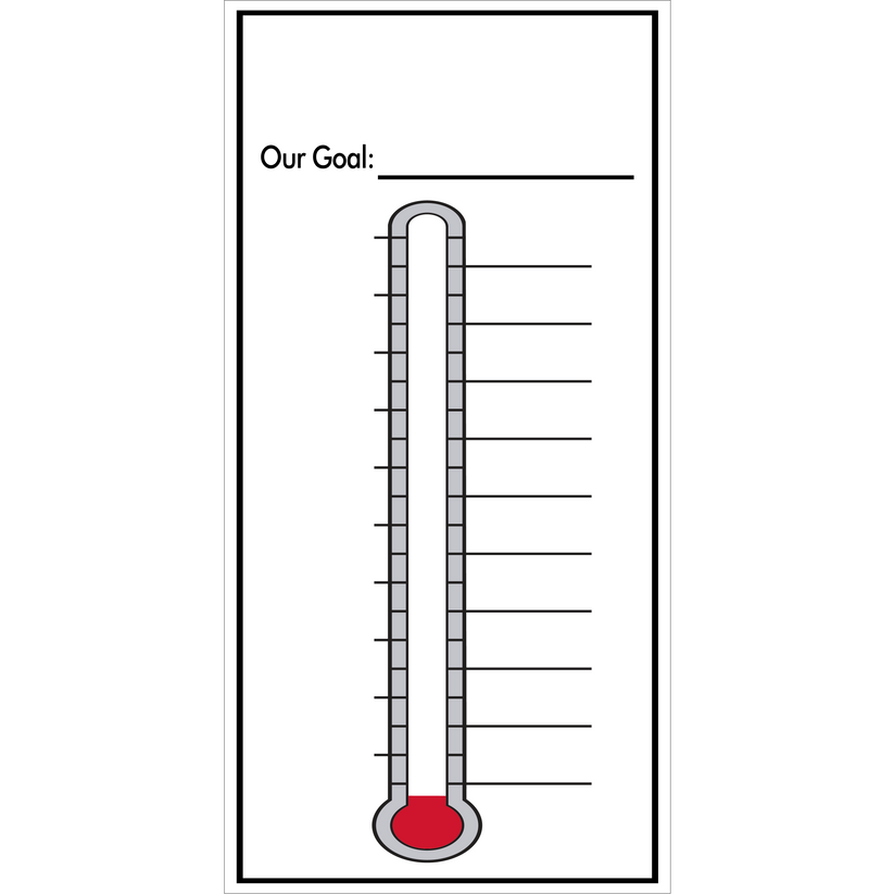 Goal Thermometers Dry Erase, Hard Backed, Quick Ship, All Purpose