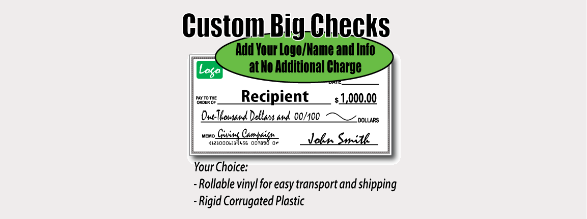 Custom Presentation Check Personalized Presentation Checks | Same Day Sign