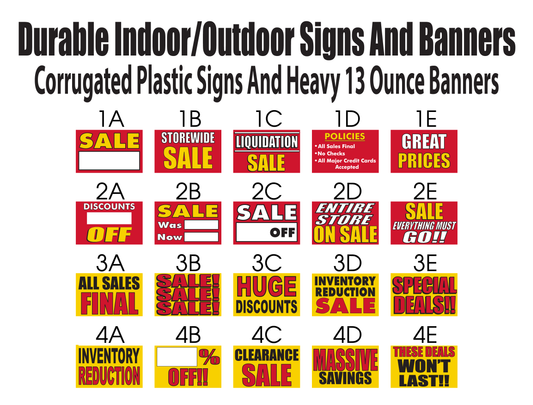 Discount, Sale, and Liquidation Signs and Banners