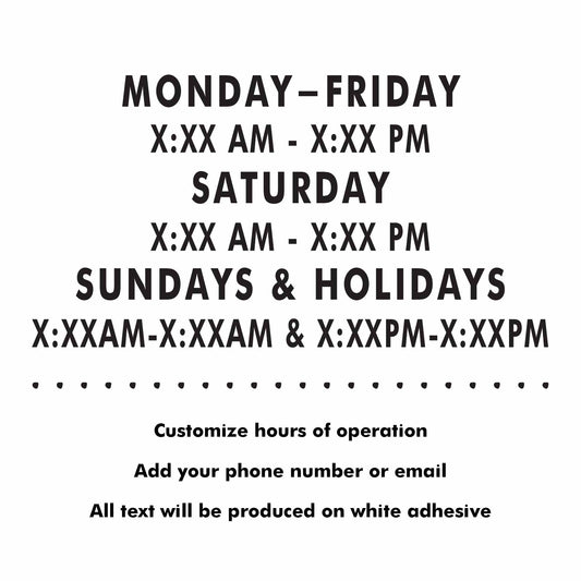 Camp Bow Wow Custom Hours Decals
