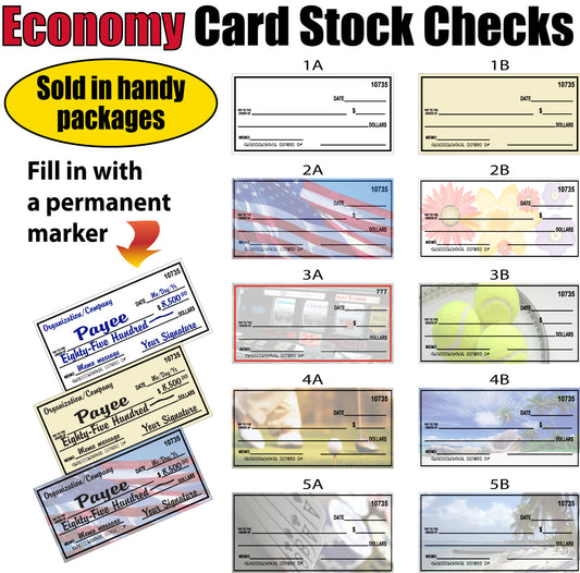 Economy Giant Checks on Heavy Card Stock