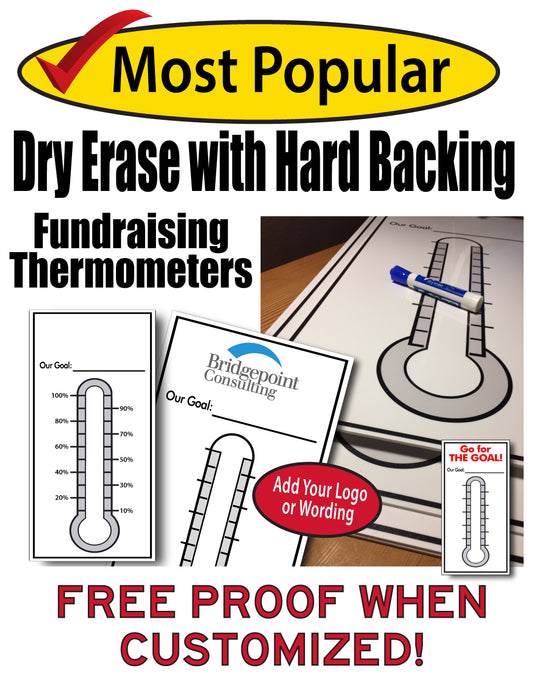 Goal Thermometers - Custom Dry Erase Hard Backed