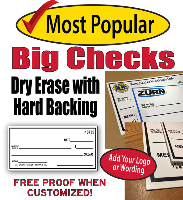 Big Checks Custom Dry Erase Hard Backed Checks For Presentations