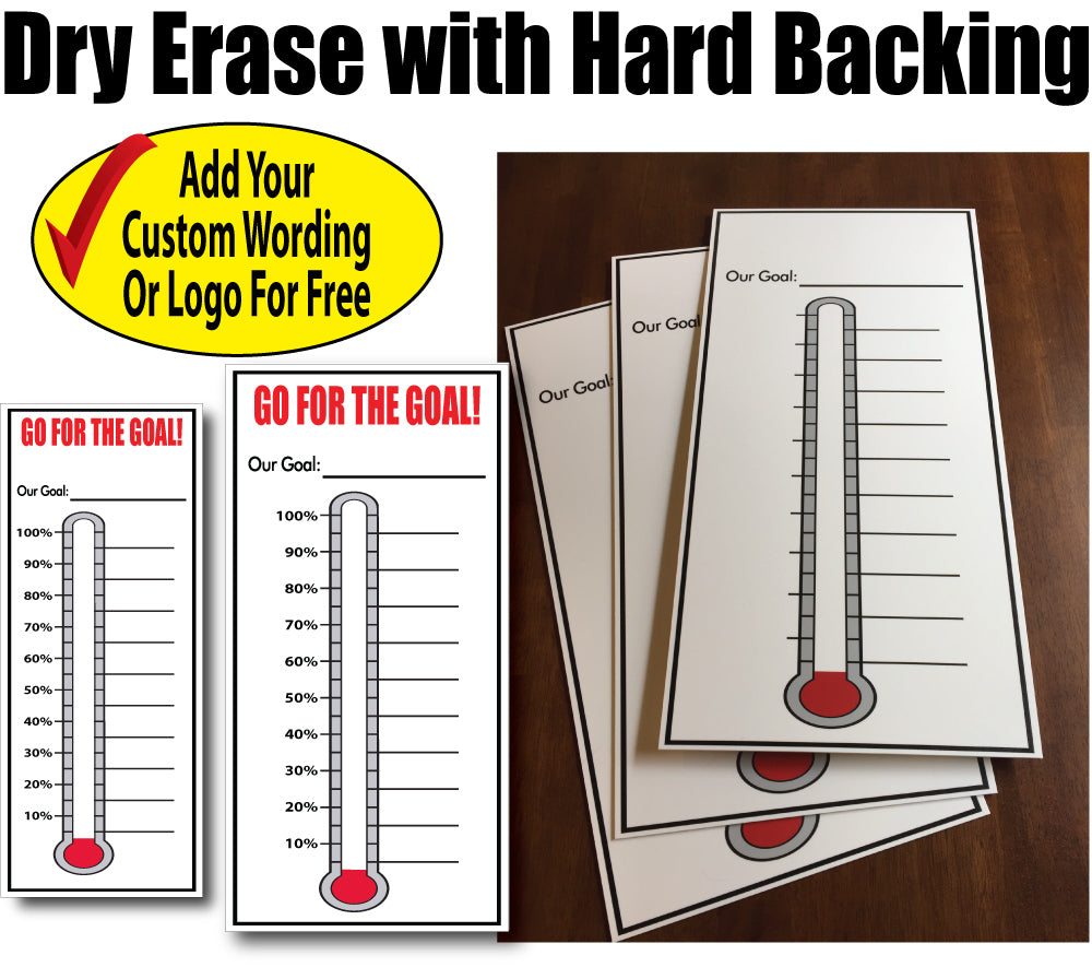 Goal Thermometers Goal Charts, Reusable Dry Erase Same Day Sign