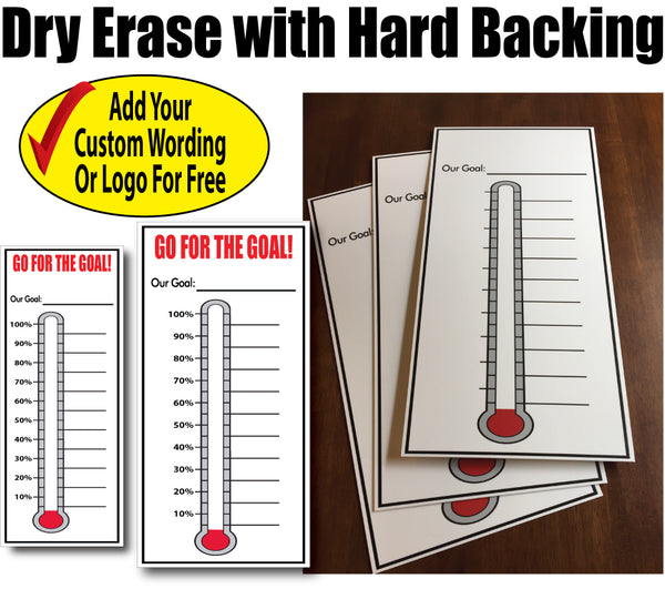 Goal Thermometers Goal Charts, Reusable Dry Erase Same Day Sign