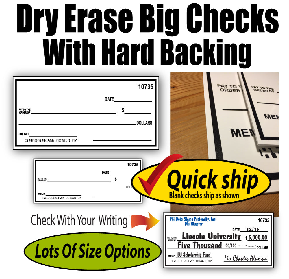 Generic big presentation checks - dry erase with hard back