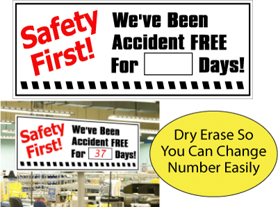 Safety Signs - Dry Erase, Days Being Safe - 36 x 18