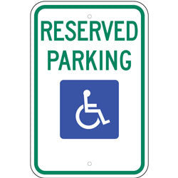 Reserved Parking, with Handicap Symbol Sign (Space for Arrow)