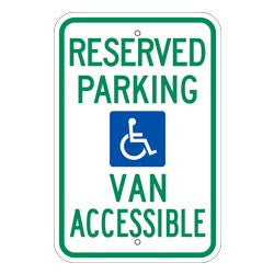 Reserved Parking Van Accessible, with Handicap Symbol Sign
