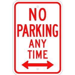 No Parking Any Time Sign, with Arrow