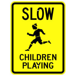 Slow Children Playing with Child Symbol Sign