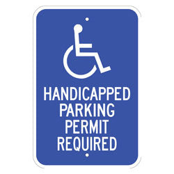 Handicapped Parking Permit Required, with Symbol Sign