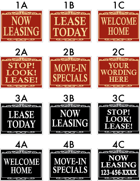Lease today stop look welcome signs