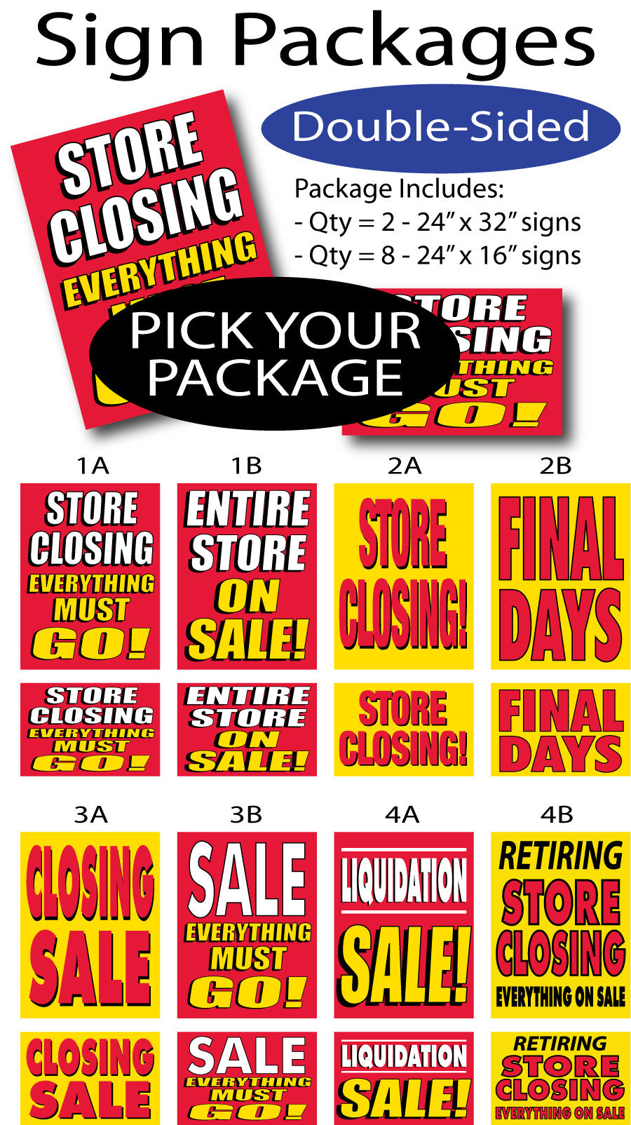 Mixed Package of Closing Signs