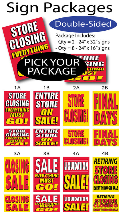 Mixed Package of Closing Signs
