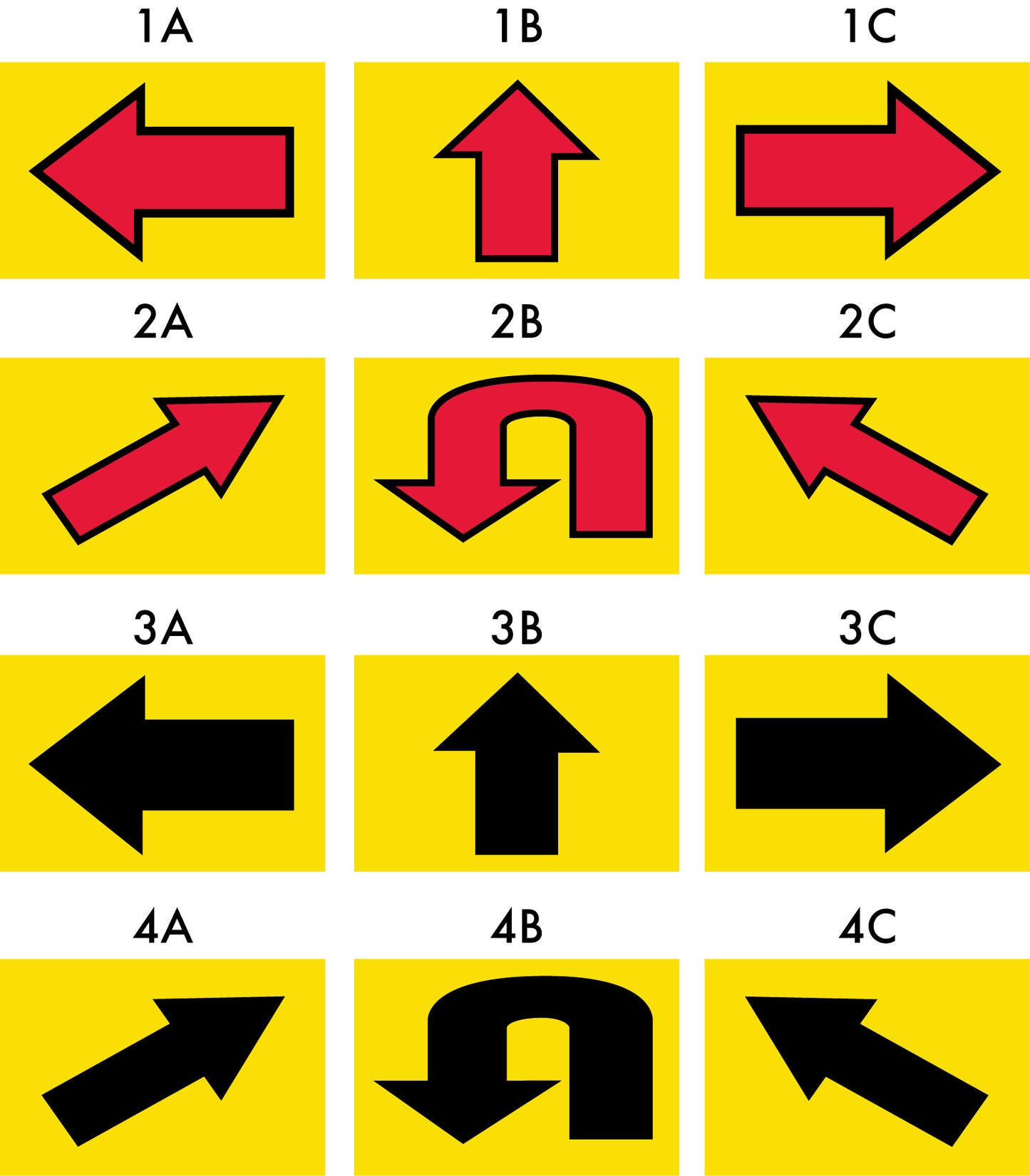 Yellow Background Arrow Signs