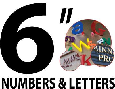 6" numbers and letters