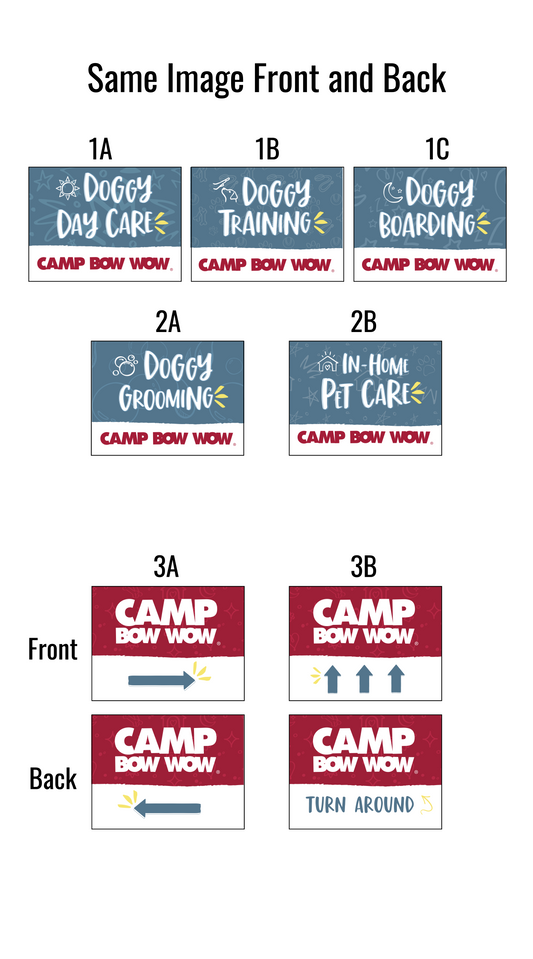 Camp Bow Wow Service and Arrow Yard Signs