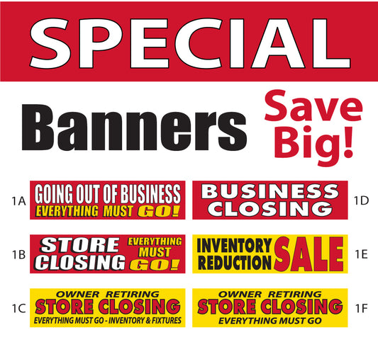 Special Closing Liquidation Sale Banners